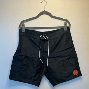 Men's Seager Black Board Shorts with Logo Patch